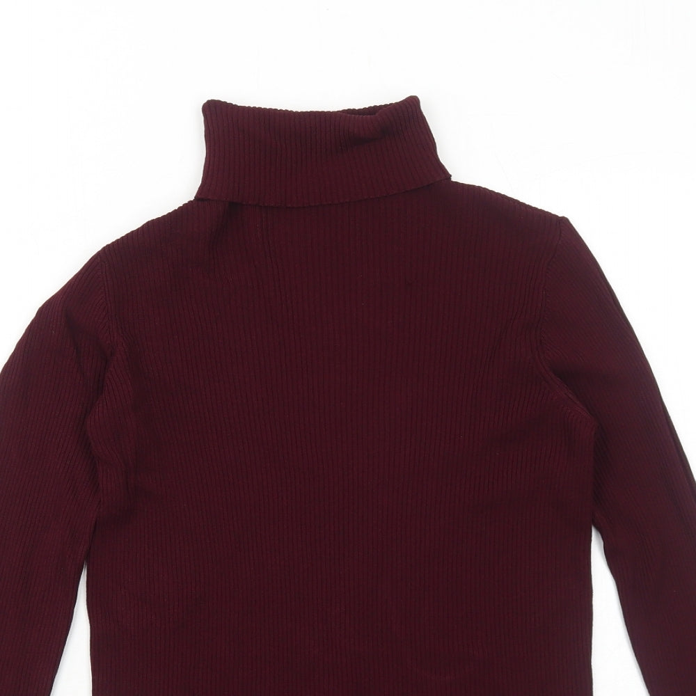 Dorothy Perkins Womens Red Viscose Basic T-Shirt Size 14 Roll Neck - Ribbed