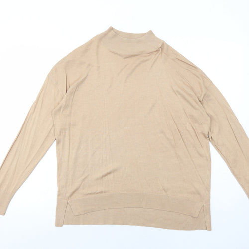 Dorothy Perkins Womens Beige High Neck Viscose Pullover Jumper Size 10