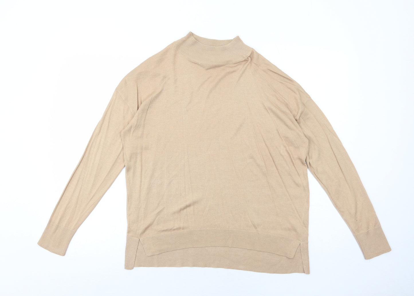 Dorothy Perkins Womens Beige High Neck Viscose Pullover Jumper Size 10
