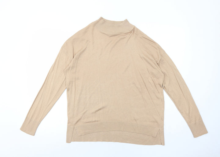 Dorothy Perkins Womens Beige High Neck Viscose Pullover Jumper Size 10