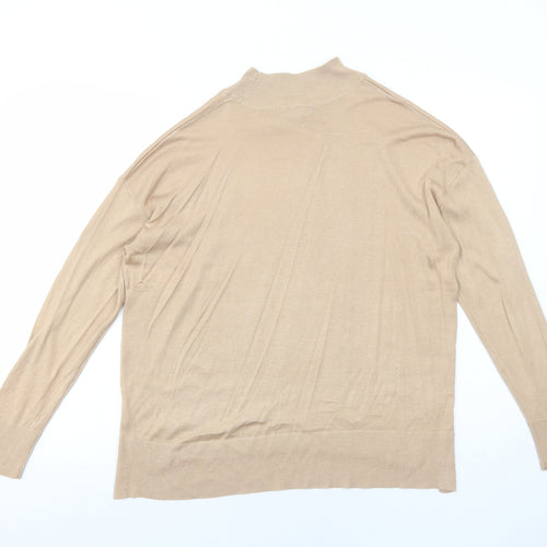 Dorothy Perkins Womens Beige High Neck Viscose Pullover Jumper Size 10