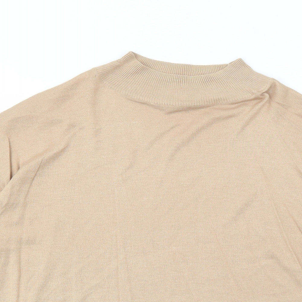 Dorothy Perkins Womens Beige High Neck Viscose Pullover Jumper Size 10
