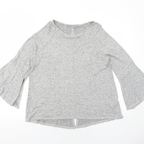 COIN 1804 Womens Grey Polyester Basic Blouse Size M Boat Neck - Flute Sleeve