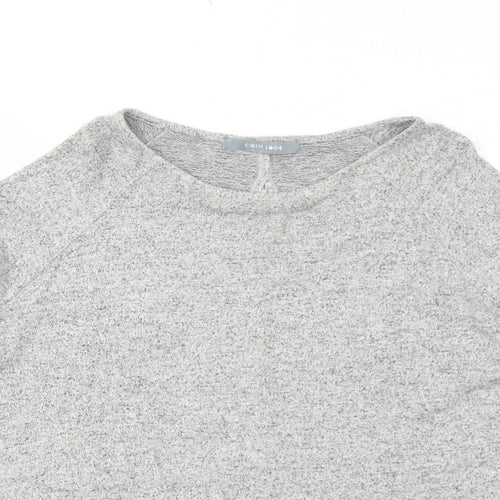 COIN 1804 Womens Grey Polyester Basic Blouse Size M Boat Neck - Flute Sleeve