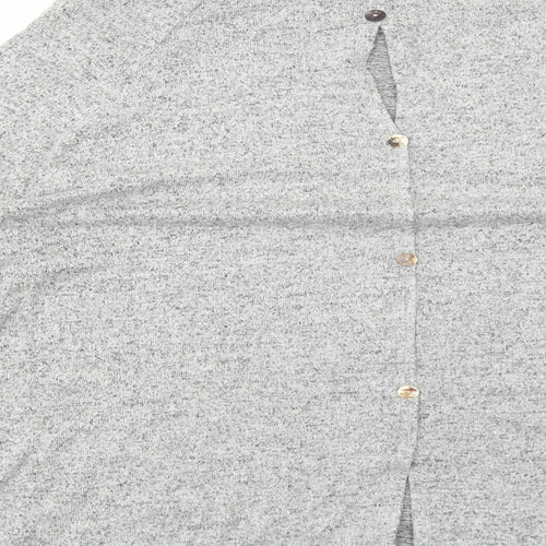 COIN 1804 Womens Grey Polyester Basic Blouse Size M Boat Neck - Flute Sleeve
