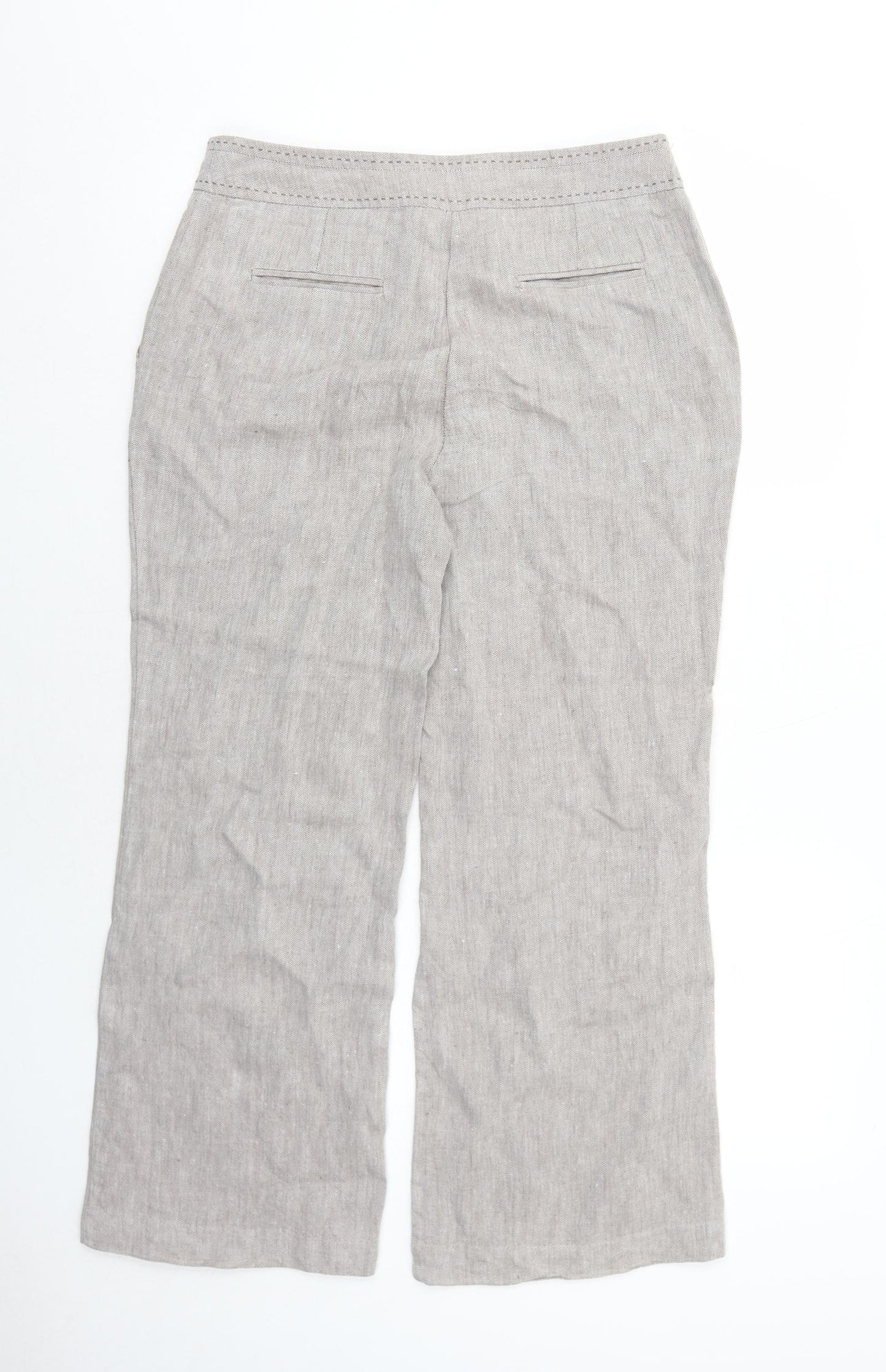 Per Una Womens Beige Linen Trousers Size 12 Regular Zip