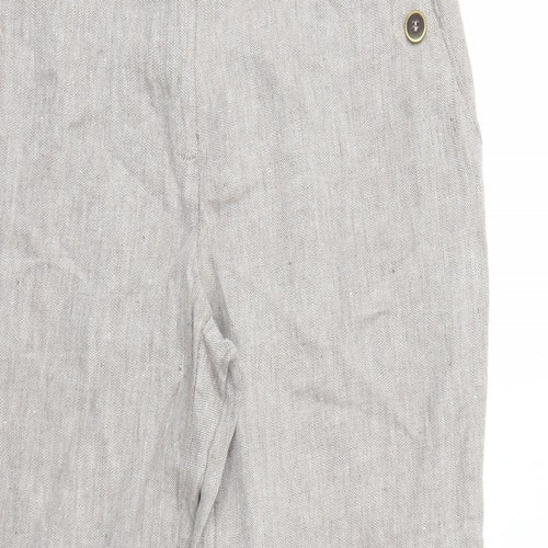 Per Una Womens Beige Linen Trousers Size 12 Regular Zip