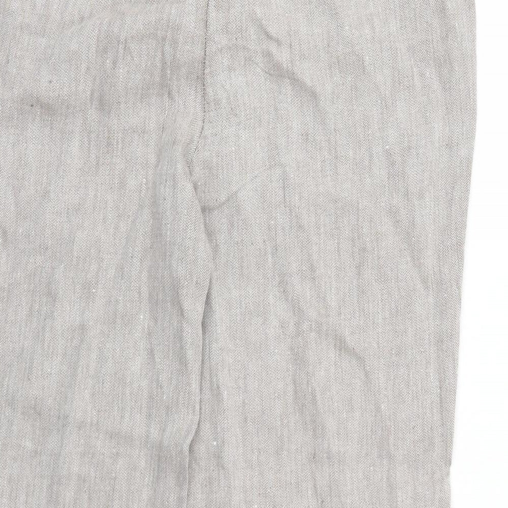 Per Una Womens Beige Linen Trousers Size 12 Regular Zip