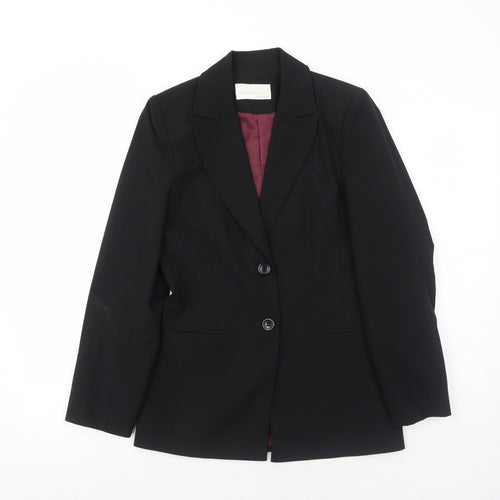 AMARANTO Womens Black Polyester Jacket Suit Jacket Size 8