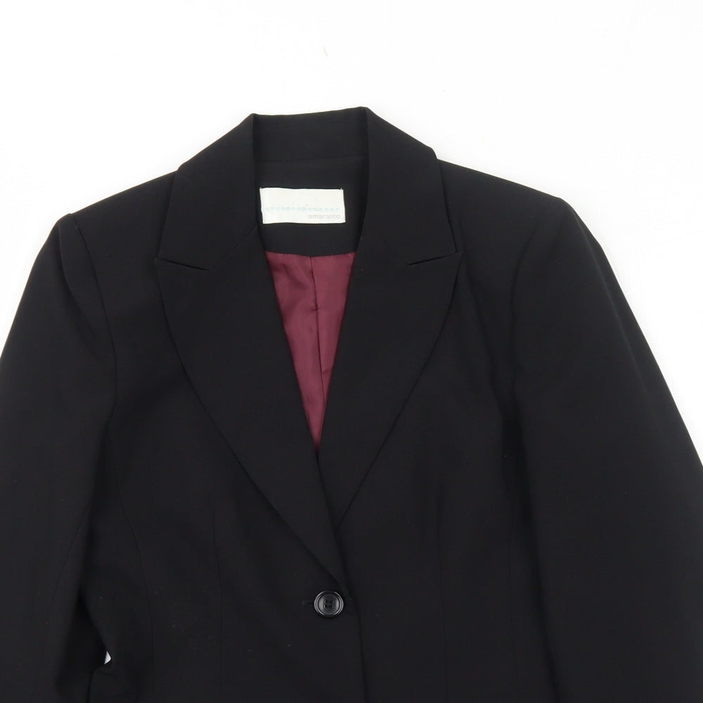 AMARANTO Womens Black Polyester Jacket Suit Jacket Size 8