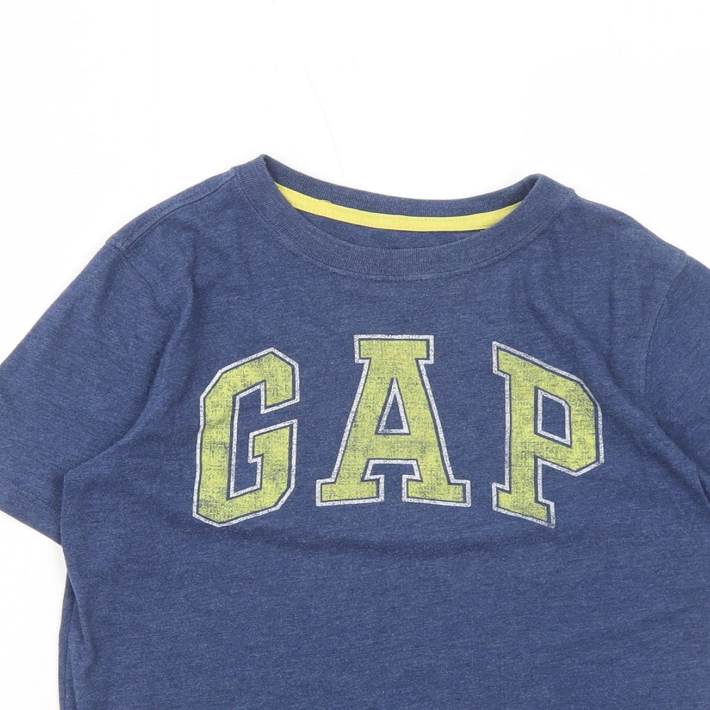 Gap Boys Blue Cotton Pullover T-Shirt Size 8-9 Years Round Neck Pullover