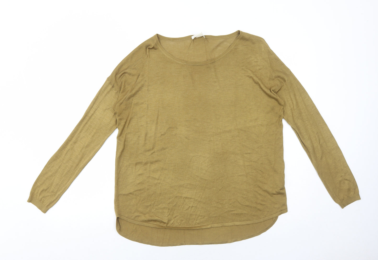 H&M Womens Brown Round Neck Acrylic Pullover Jumper Size S