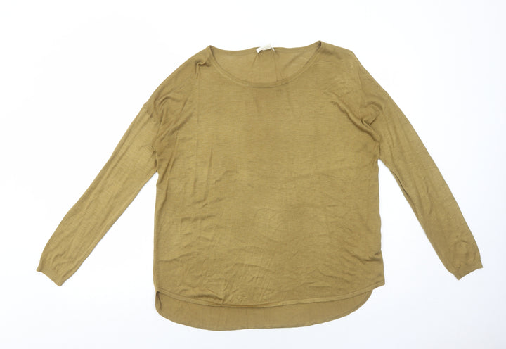 H&M Womens Brown Round Neck Acrylic Pullover Jumper Size S