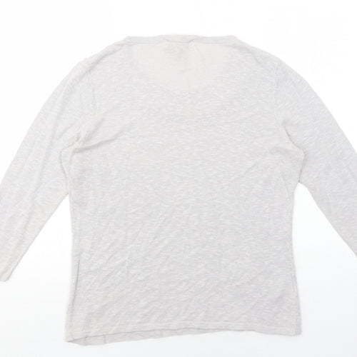 Laura Ashley Womens Grey Round Neck Linen Pullover Jumper Size 12