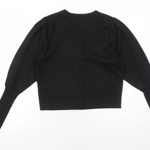 Zara Womens Black Round Neck Viscose Pullover Jumper Size M