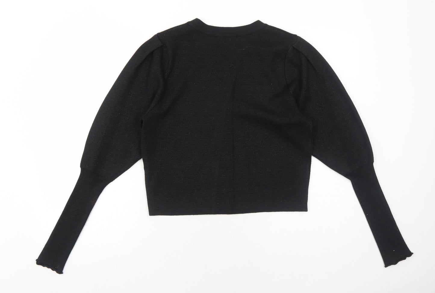 Zara Womens Black Round Neck Viscose Pullover Jumper Size M
