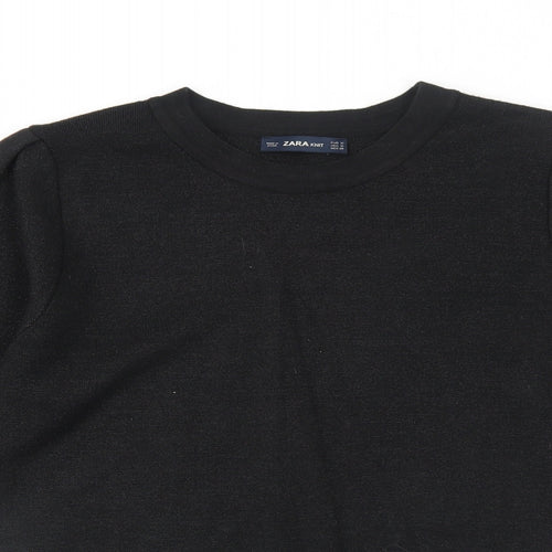 Zara Womens Black Round Neck Viscose Pullover Jumper Size M