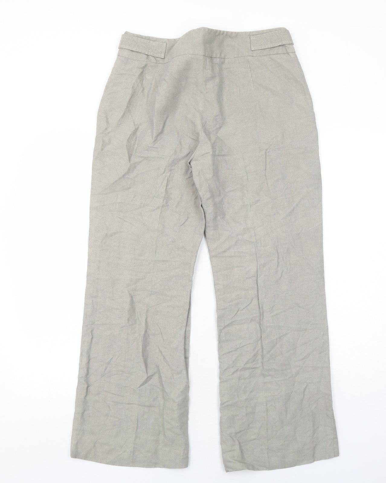 Marks and Spencer Womens Grey Linen Trousers Size 12 Regular Zip