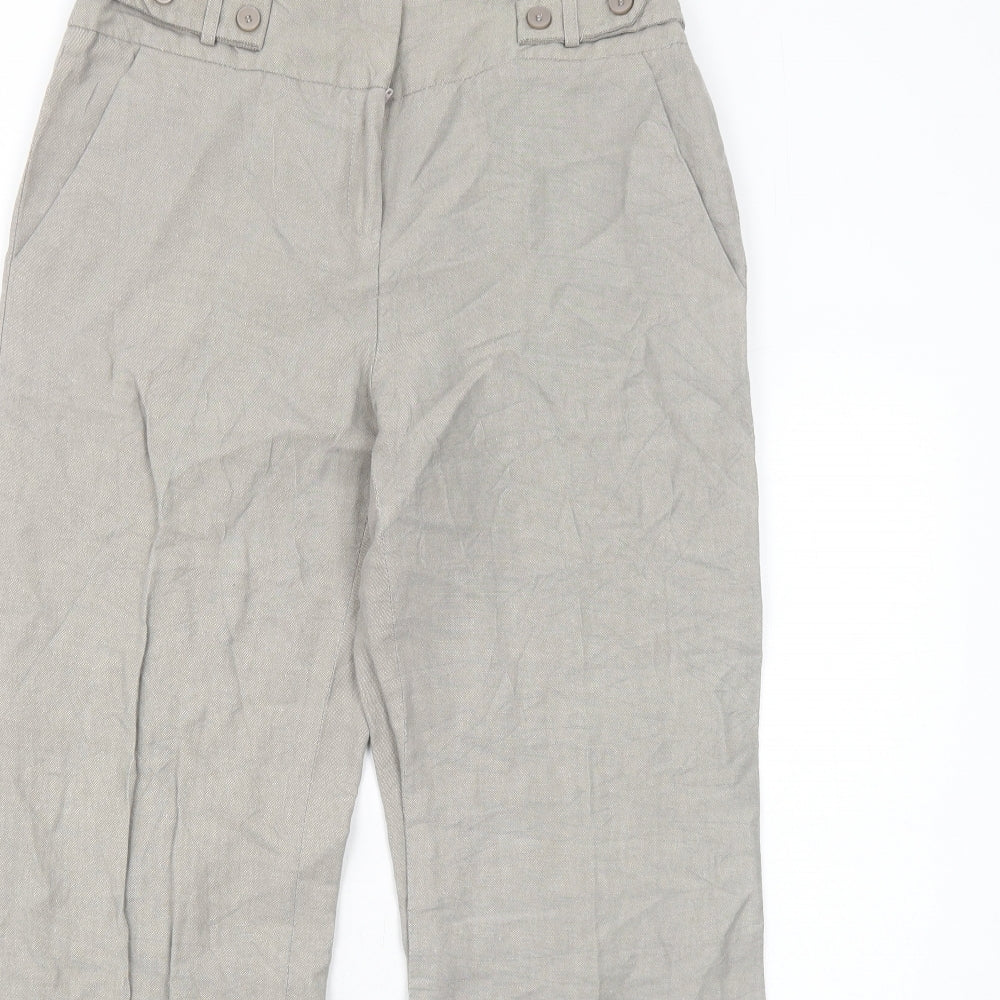 Marks and Spencer Womens Grey Linen Trousers Size 12 Regular Zip