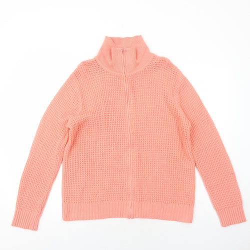 Bonmarché Womens Orange High Neck Acrylic Full Zip Jumper Size M