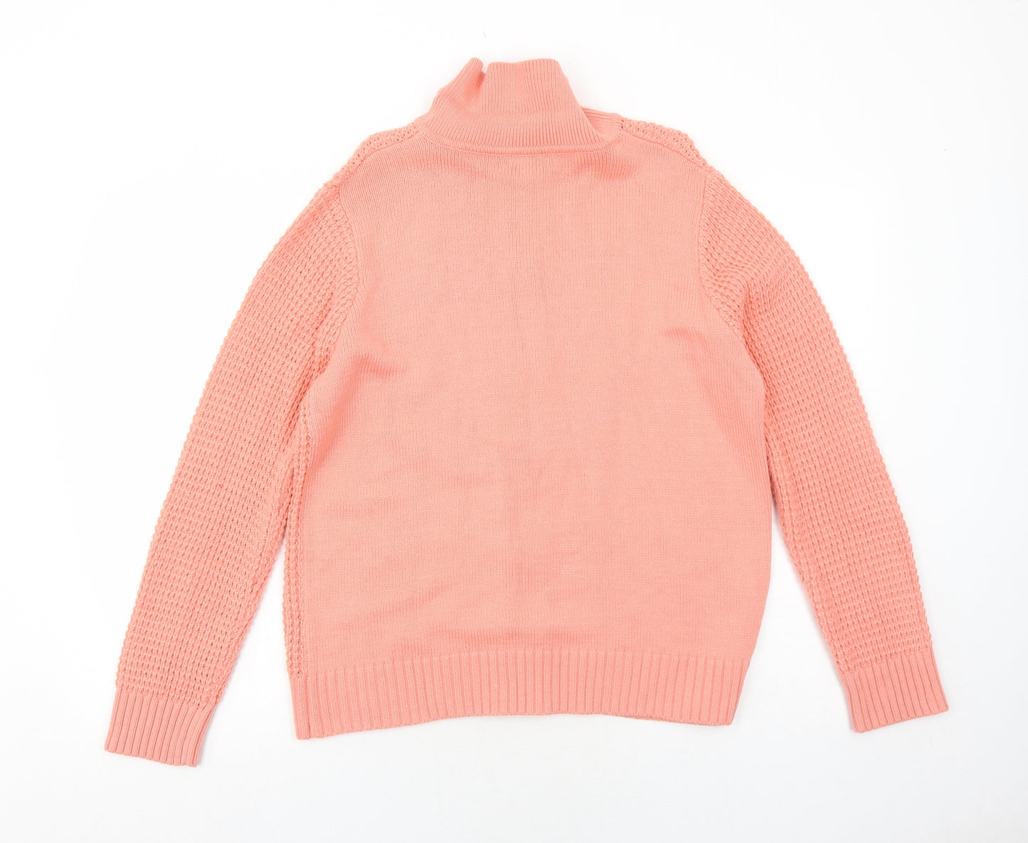 Bonmarché Womens Orange High Neck Acrylic Full Zip Jumper Size M
