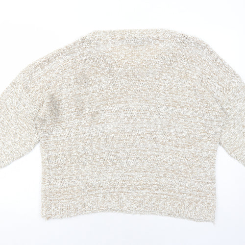 Bonmarché Womens Beige Round Neck Acrylic Pullover Jumper Size M