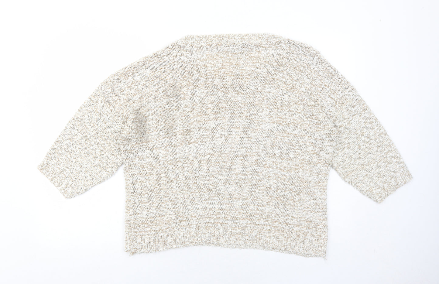 Bonmarché Womens Beige Round Neck Acrylic Pullover Jumper Size M