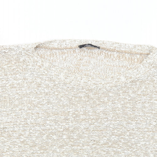Bonmarché Womens Beige Round Neck Acrylic Pullover Jumper Size M