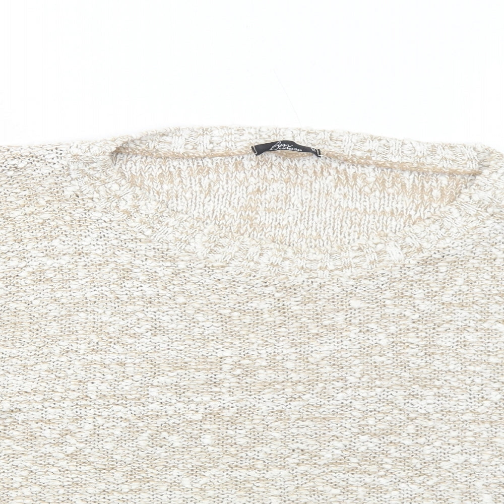 Bonmarché Womens Beige Round Neck Acrylic Pullover Jumper Size M