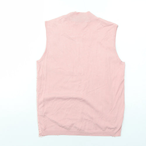 Very Womens Pink Mock Neck Viscose Vest Jumper Size 12 - Lace Overlay