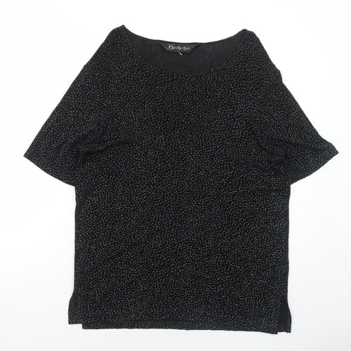 Berkertex Womens Black Acetate Basic T-Shirt Size 12 Round Neck