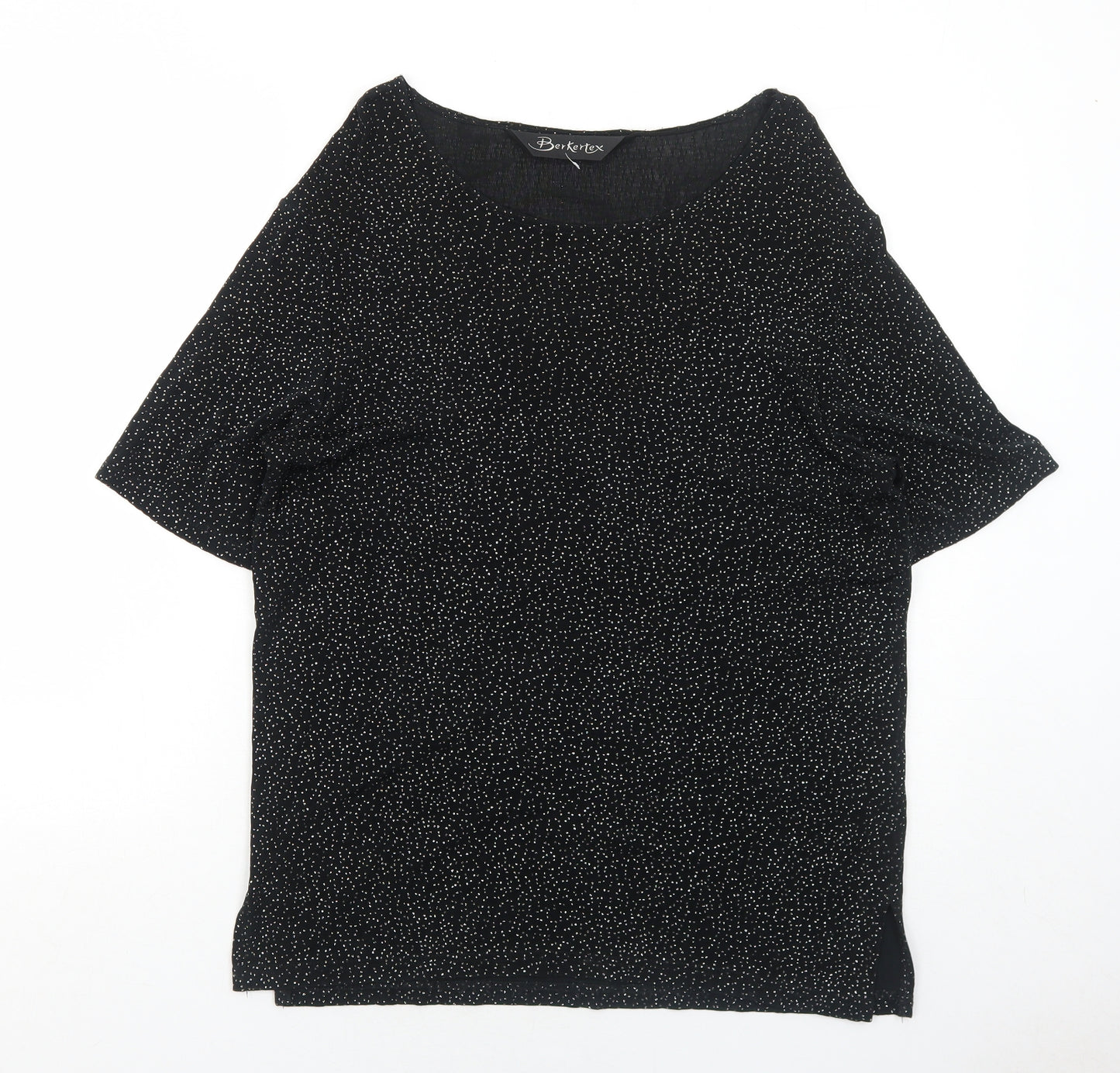 Berkertex Womens Black Acetate Basic T-Shirt Size 12 Round Neck