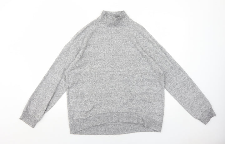 New Look Womens Grey High Neck Viscose Pullover Jumper Size M