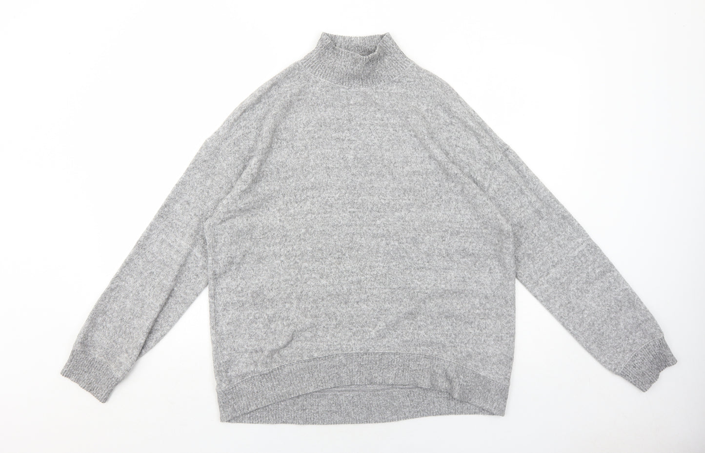 New Look Womens Grey High Neck Viscose Pullover Jumper Size M