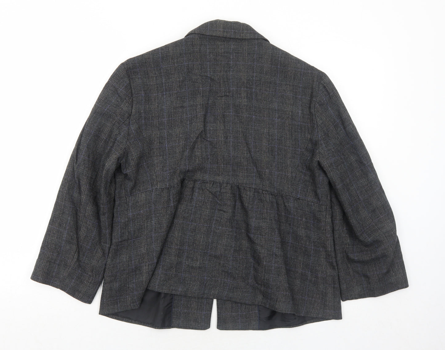 H&M Womens Grey Geometric Jacket Blazer Size 16 Button