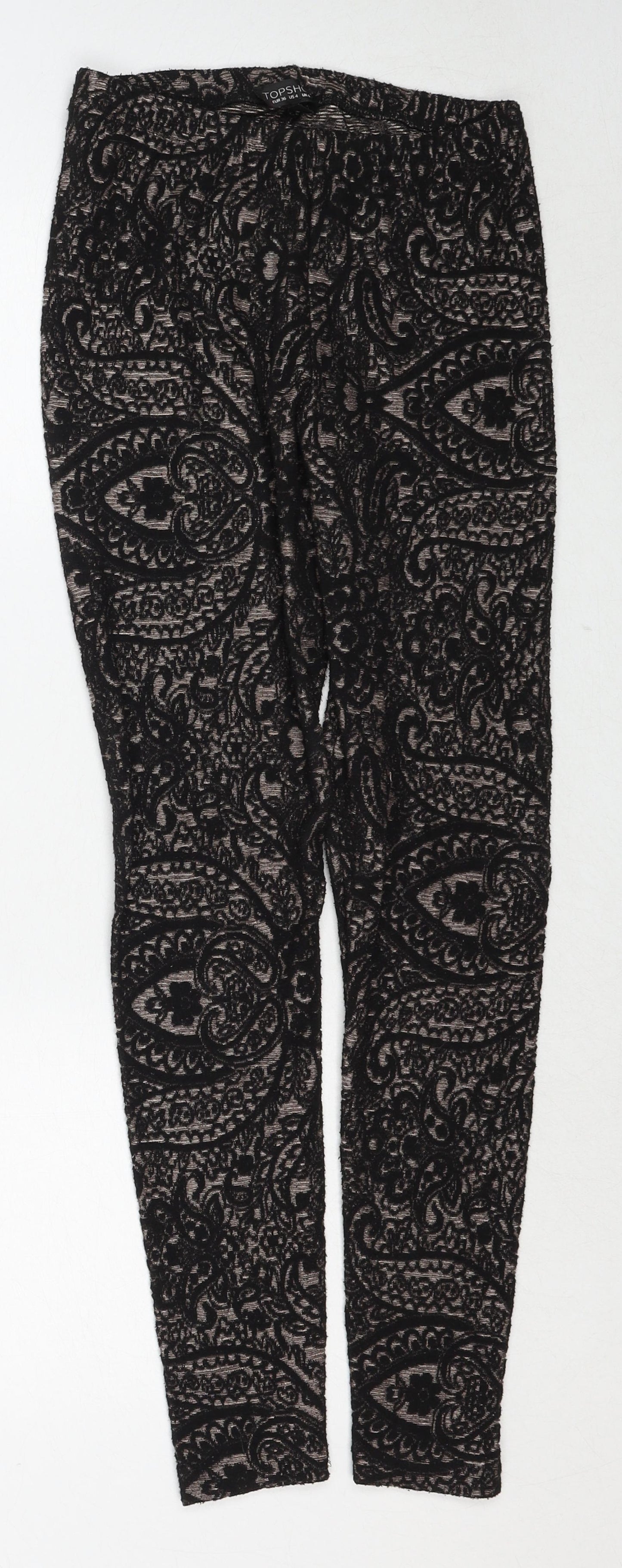Topshop Womens Black Geometric Polyester Jogger Leggings Size 8