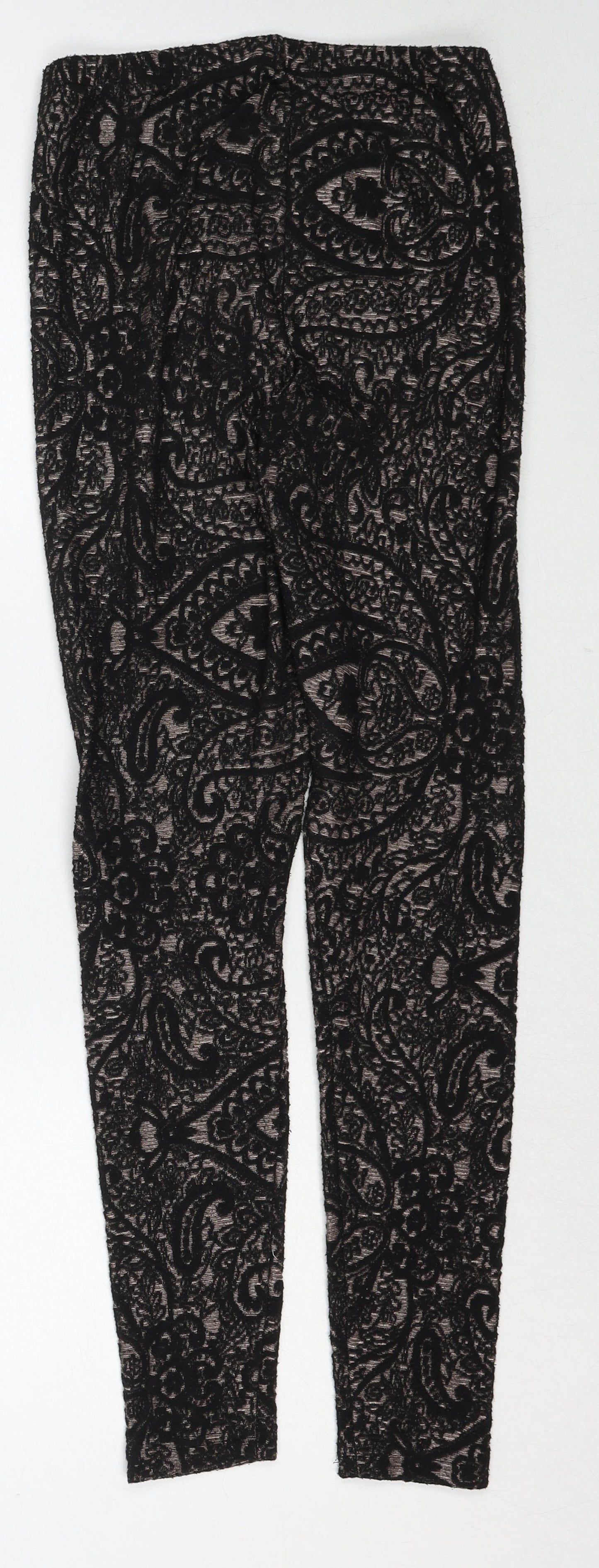 Topshop Womens Black Geometric Polyester Jogger Leggings Size 8