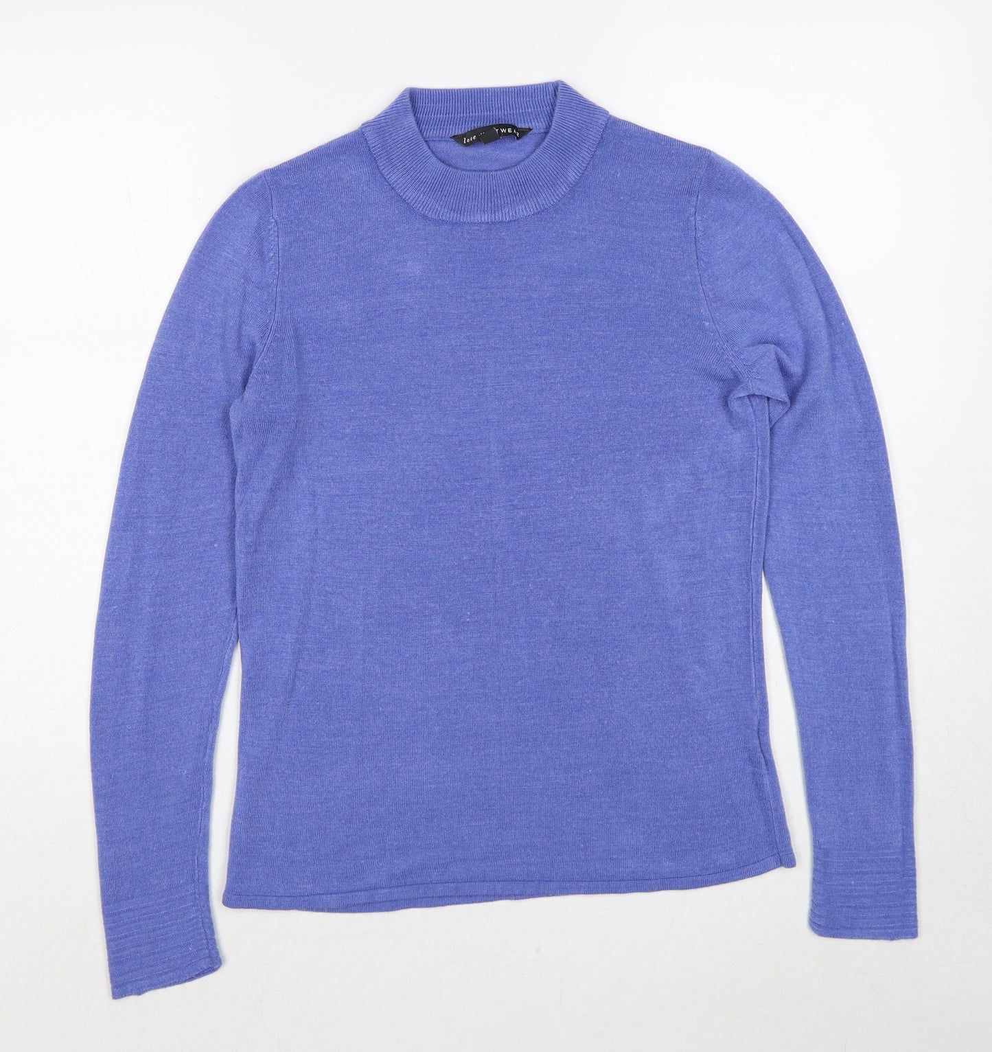Bonmarché Womens Blue Round Neck Acrylic Pullover Jumper Size 10