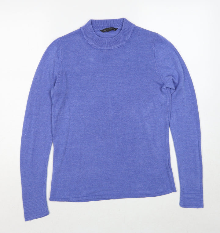 Bonmarché Womens Blue Round Neck Acrylic Pullover Jumper Size 10