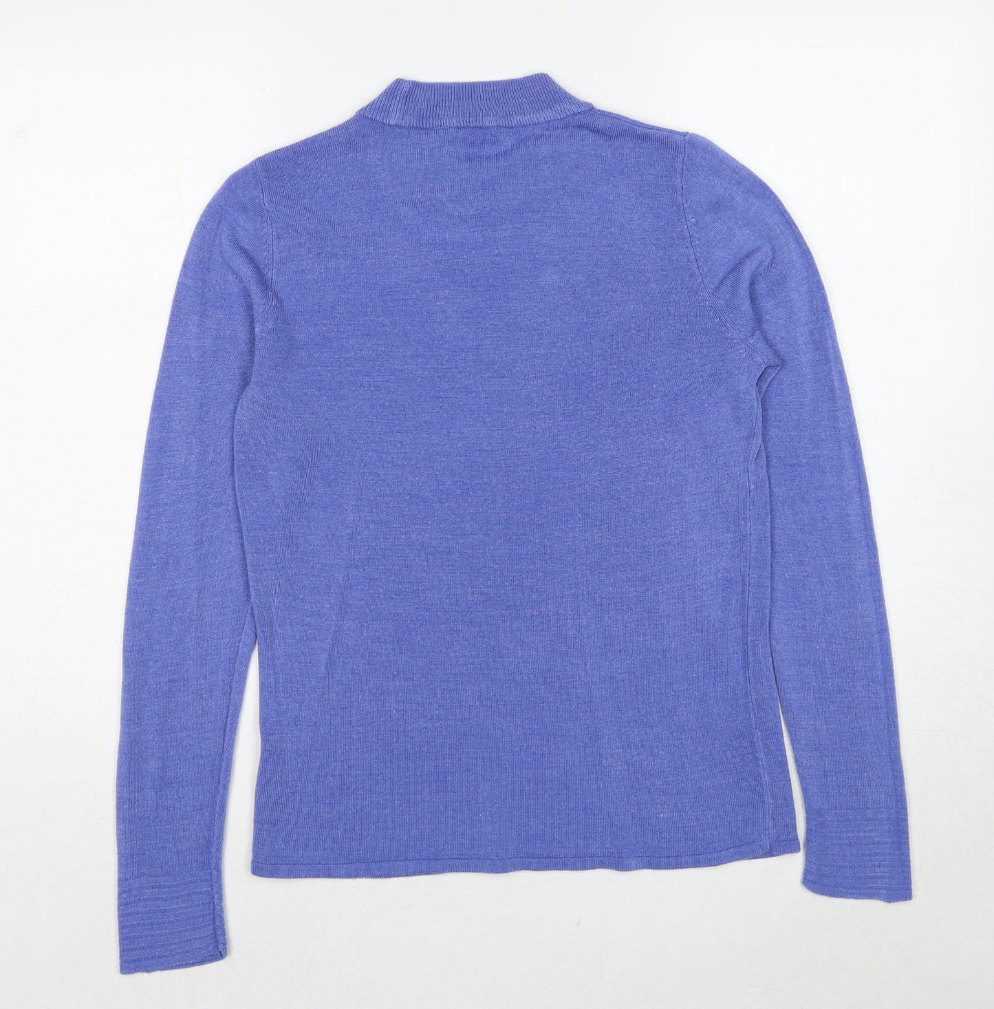 Bonmarché Womens Blue Round Neck Acrylic Pullover Jumper Size 10