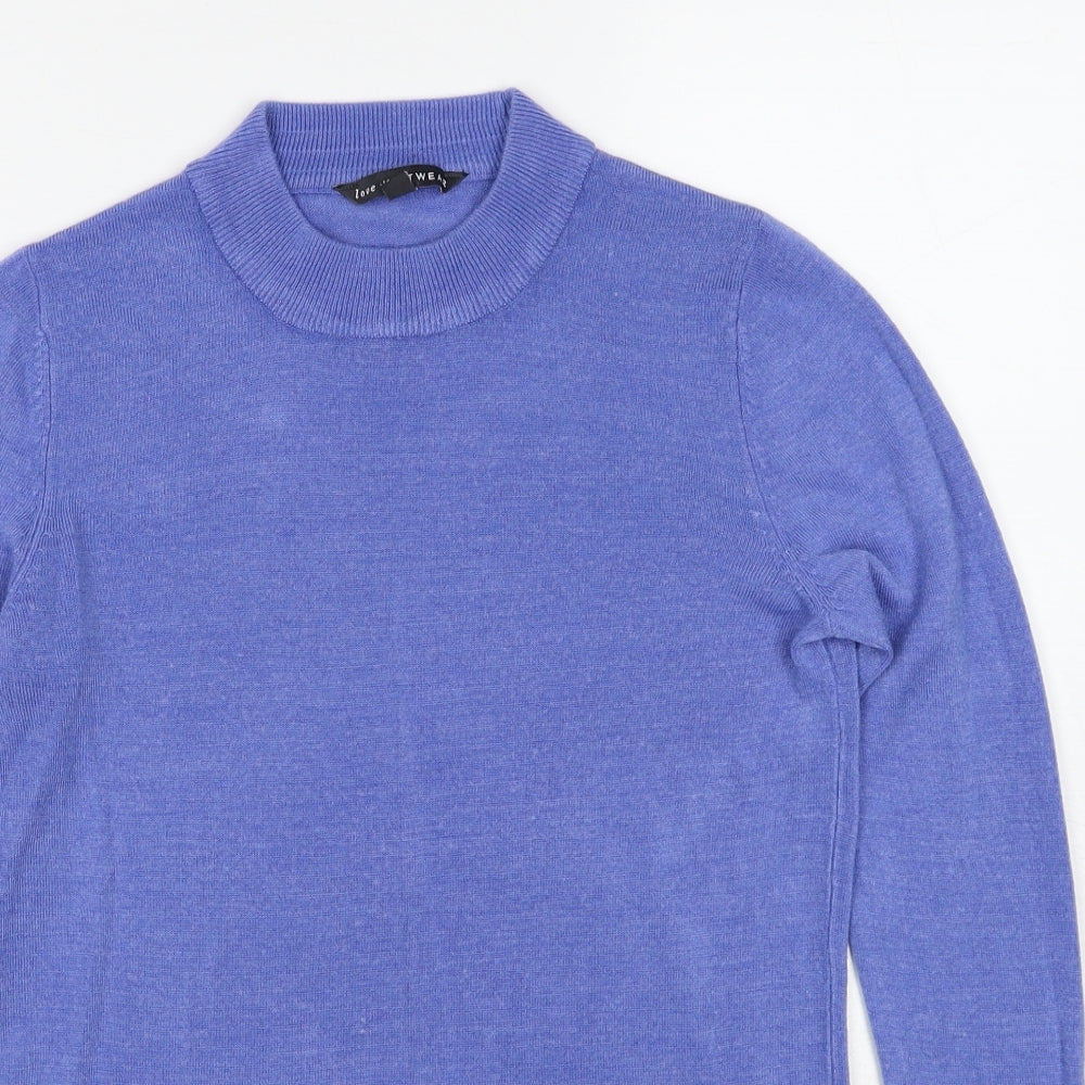 Bonmarché Womens Blue Round Neck Acrylic Pullover Jumper Size 10