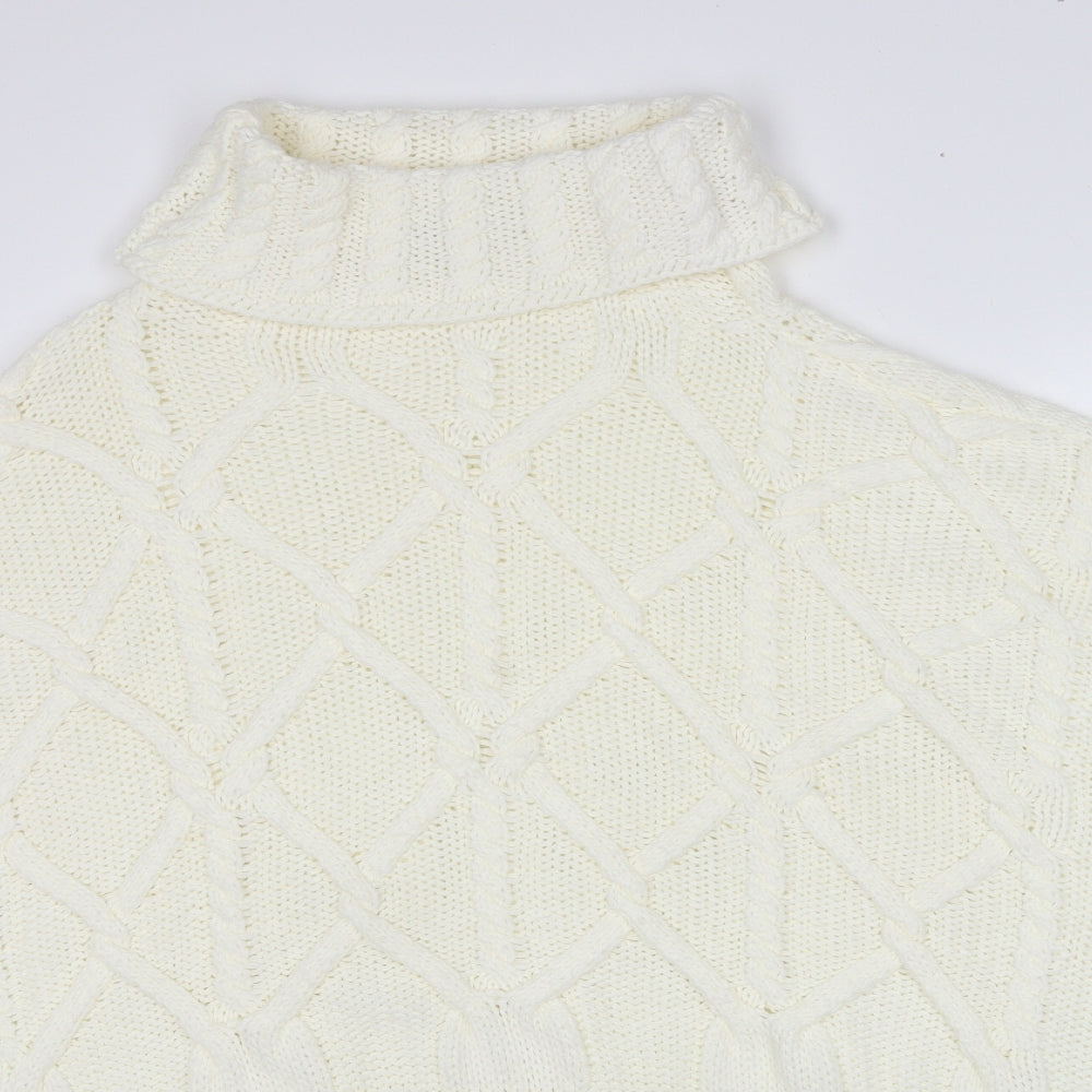 PRETTYLITTLETHING Womens White Roll Neck Acrylic Pullover Jumper Size 16