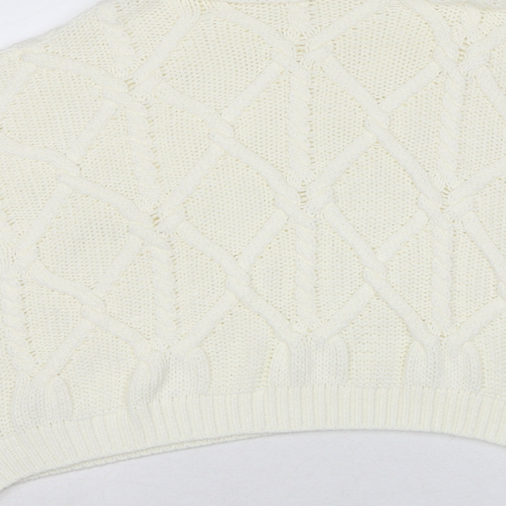 PRETTYLITTLETHING Womens White Roll Neck Acrylic Pullover Jumper Size 16