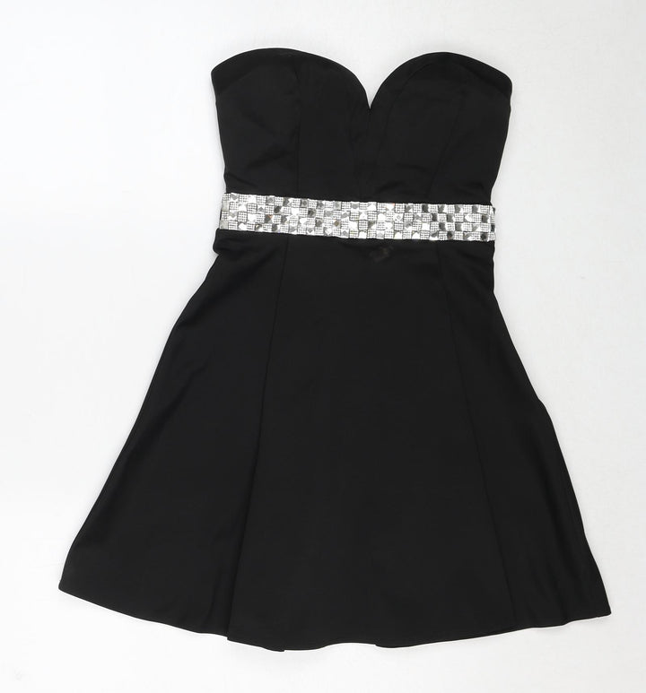 Lipsy Womens Black Polyester Ball Gown Size 8 Sweetheart Zip