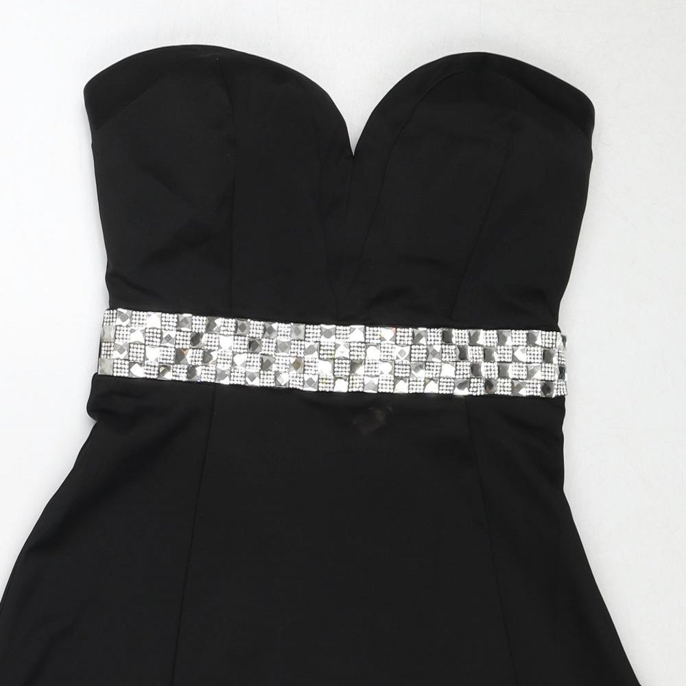 Lipsy Womens Black Polyester Ball Gown Size 8 Sweetheart Zip