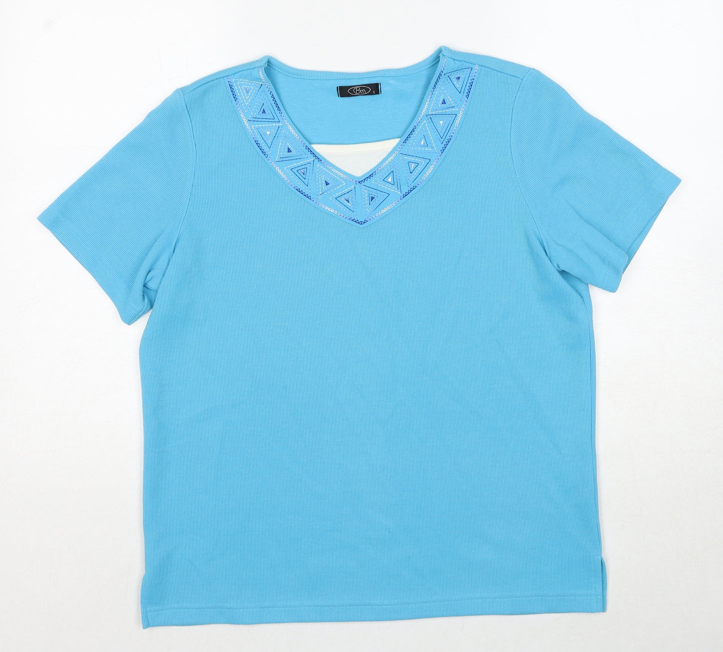 Bonmarché Womens Blue V-Neck Polyester Pullover Jumper Size S