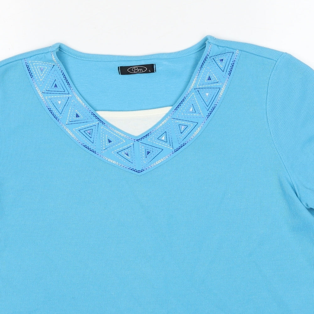 Bonmarché Womens Blue V-Neck Polyester Pullover Jumper Size S