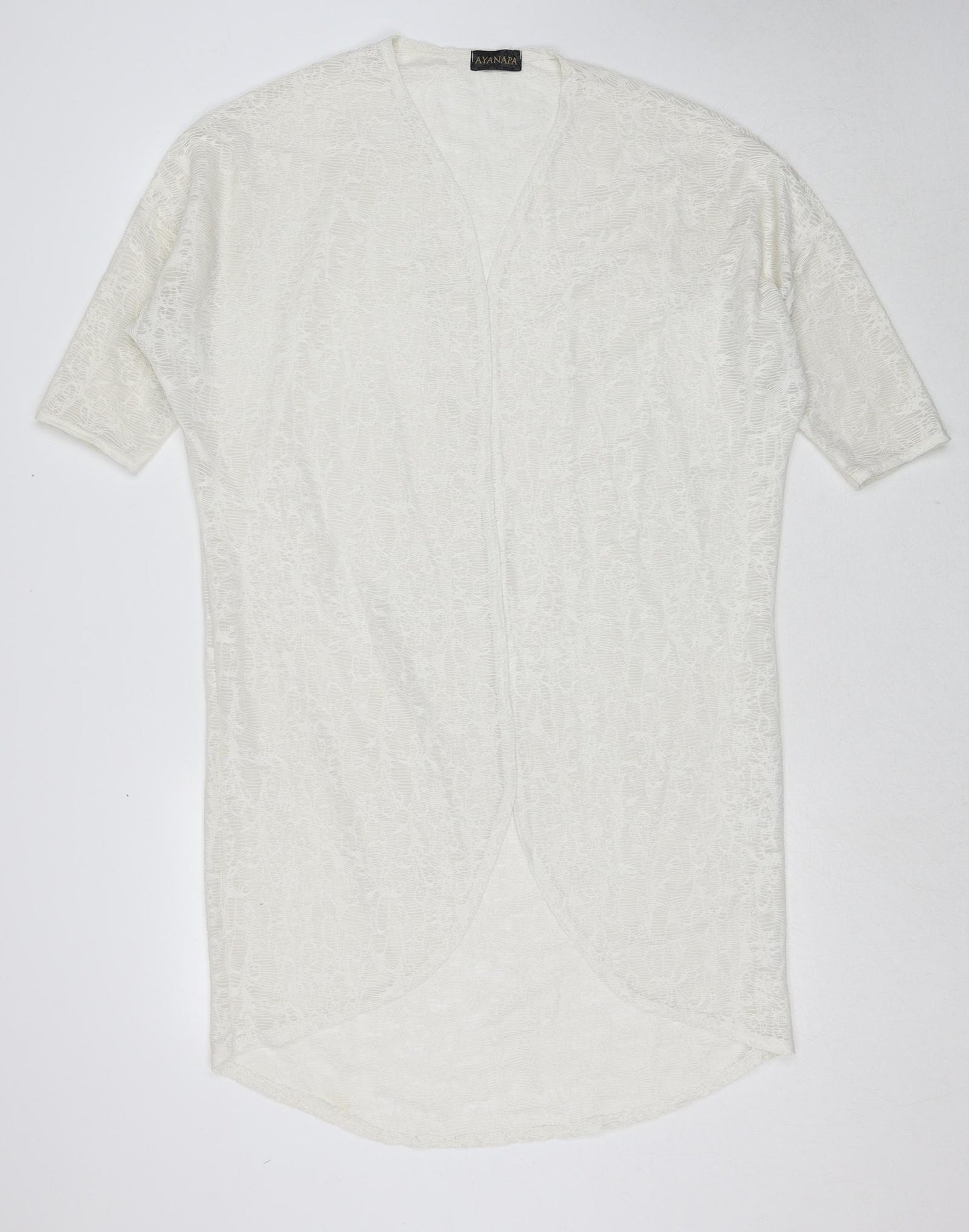 Ayanapa Womens White V-Neck Polyester Cardigan Jumper Size 8