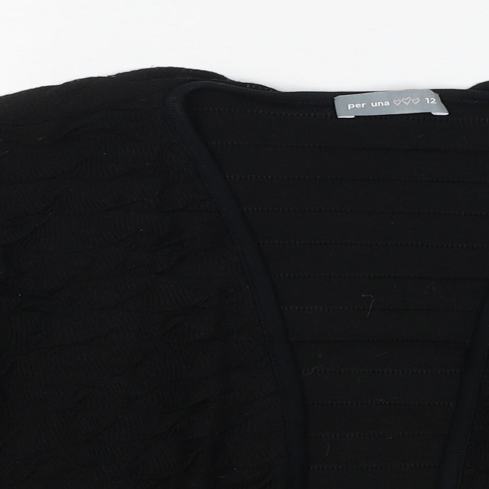 Per Una Womens Black V-Neck Viscose Cardigan Jumper Size 12
