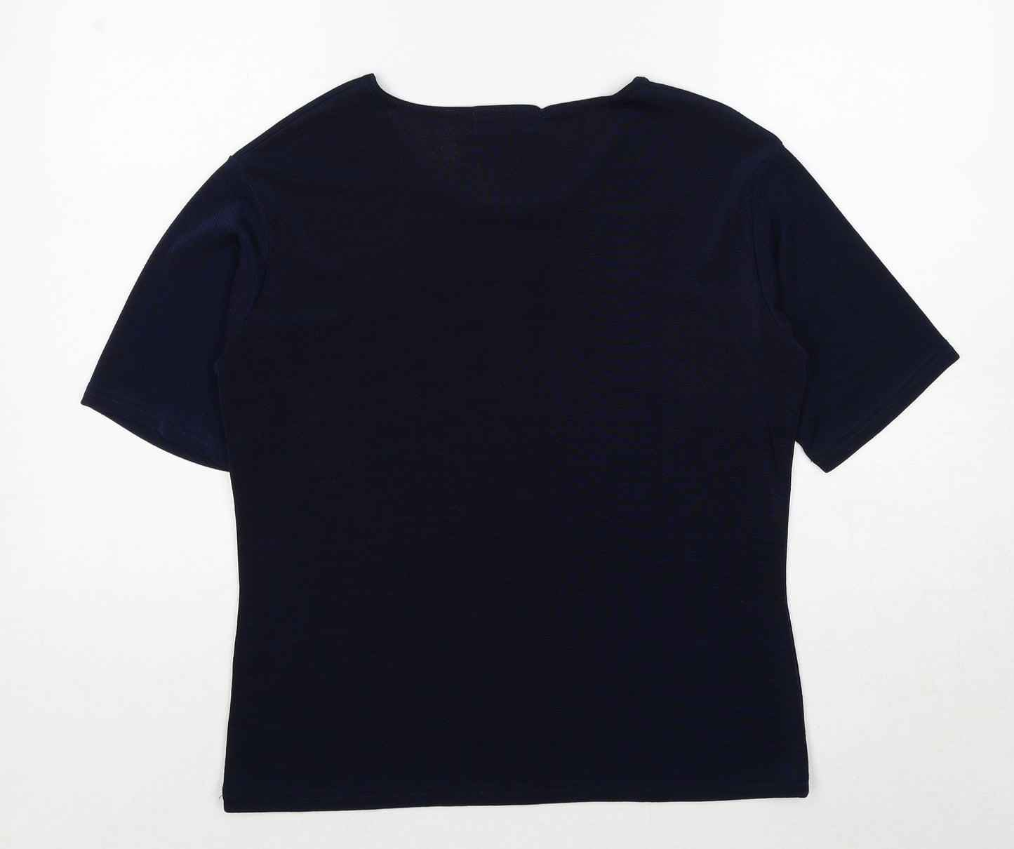 Joella Di Marco Womens Blue Polyester Basic T-Shirt Size M Round Neck